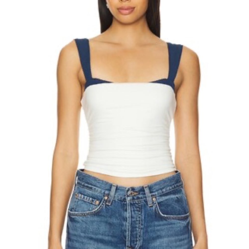 Free People 2 Tone White and Navy Tank Top